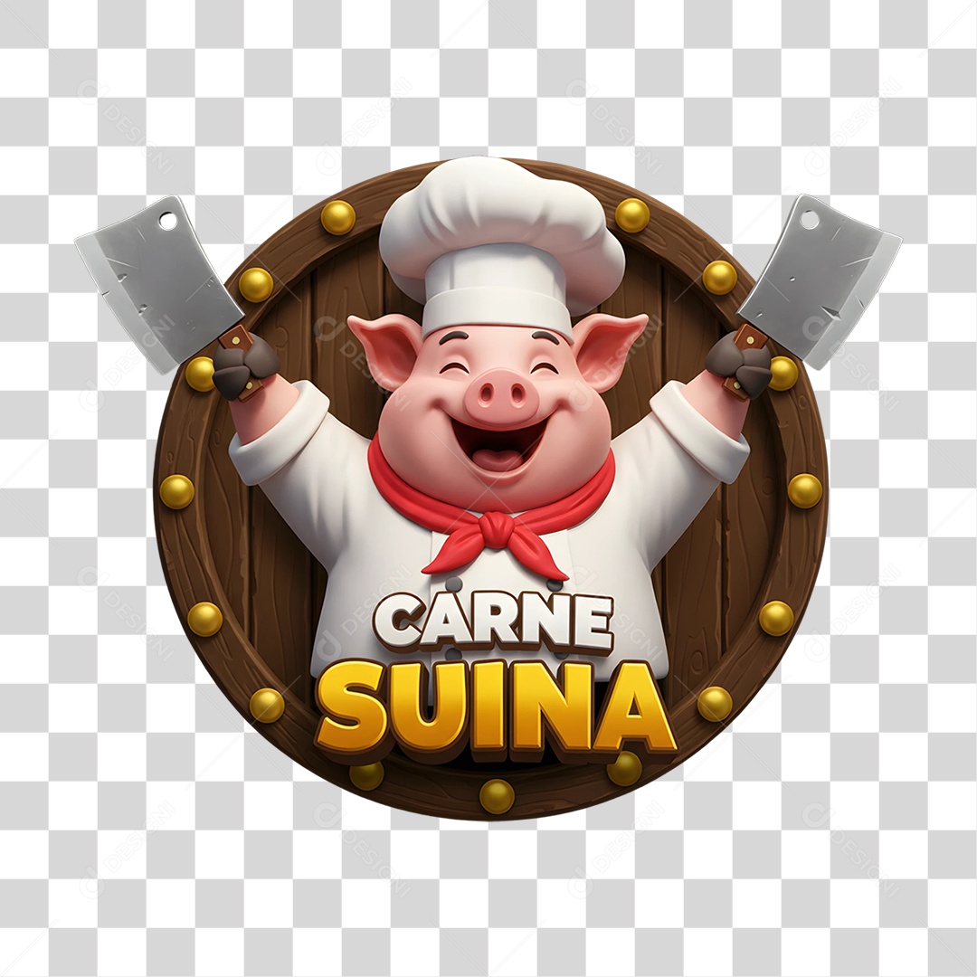 Selo 3D Carne Suína PNG Transparente