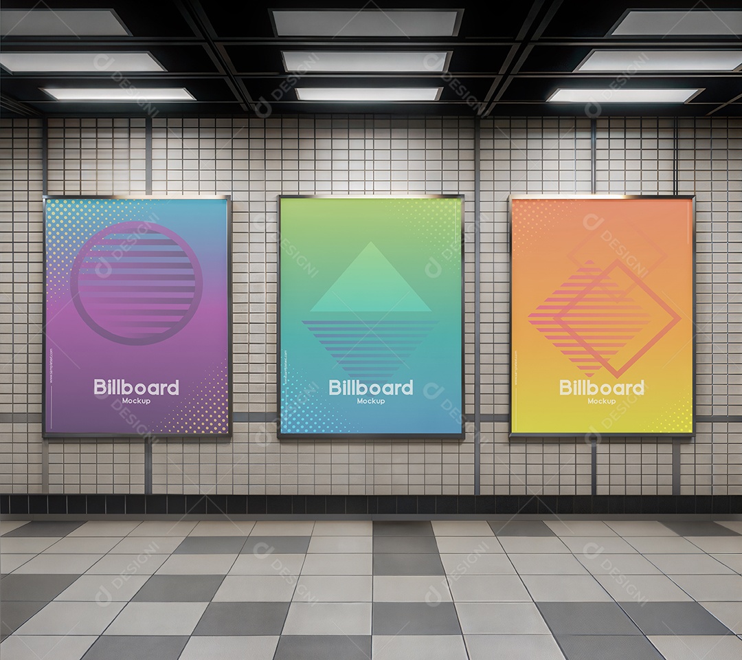 Mockup Anúncios Publicitário Em Metrô PSD Editável