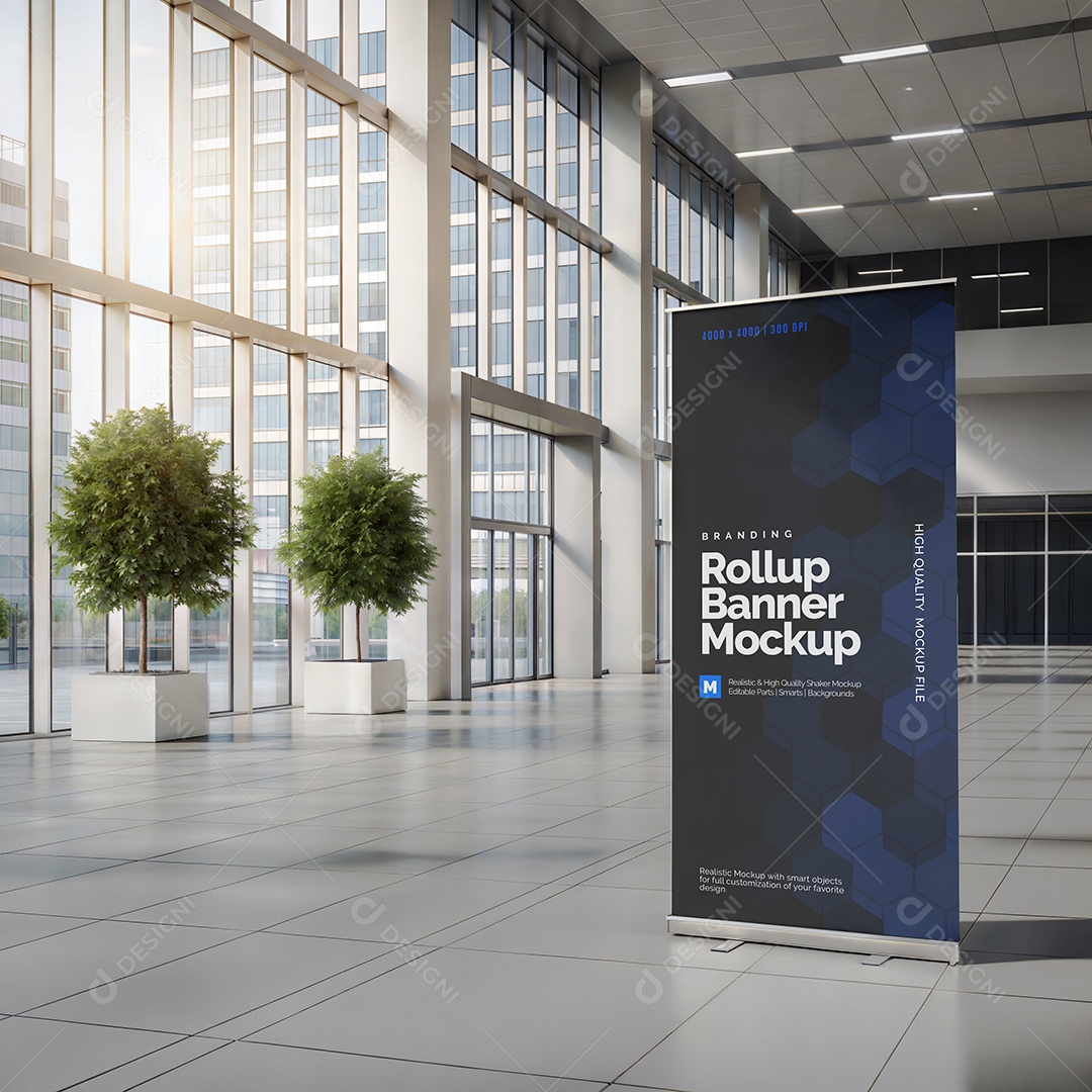 Banner Com Sistema de Rolamento Mockup PSD Editável