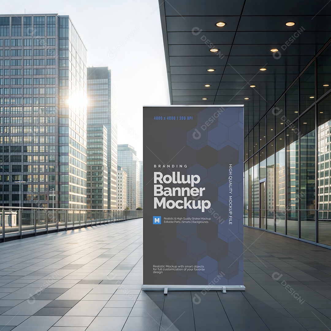 Banner Com Sistema de Rolamento Mockup PSD Editável