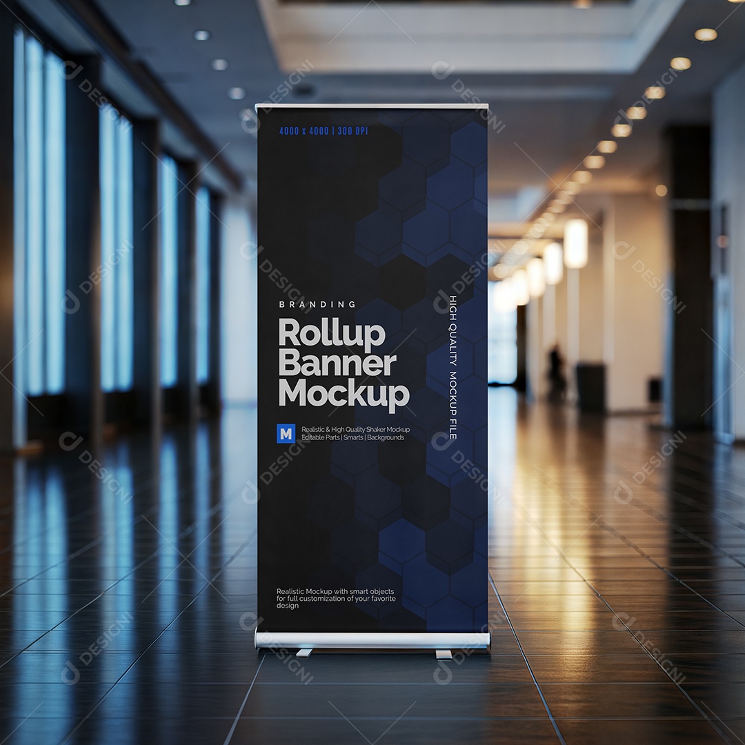 Banner Com Sistema de Rolamento Mockup PSD Editável