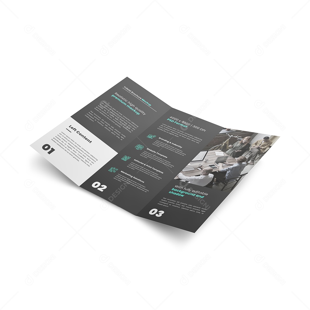 Folhetos de Três Dobras Mockup PSD Editável