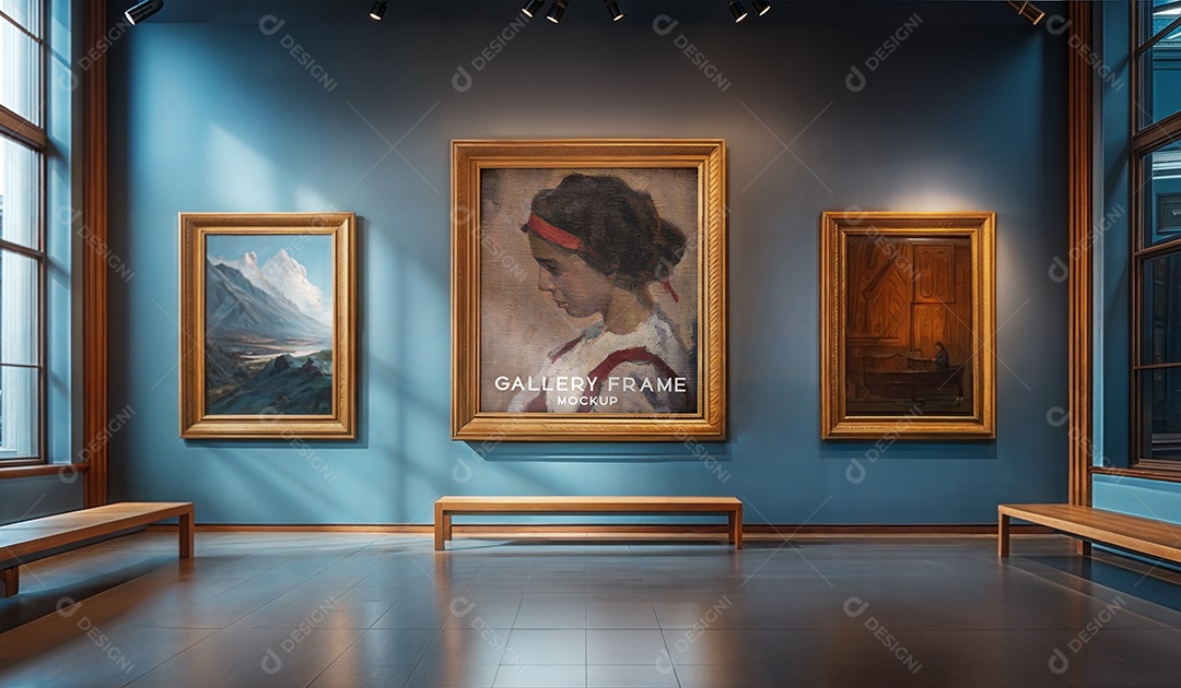 Mockup Galeria de Arte PSD Editável