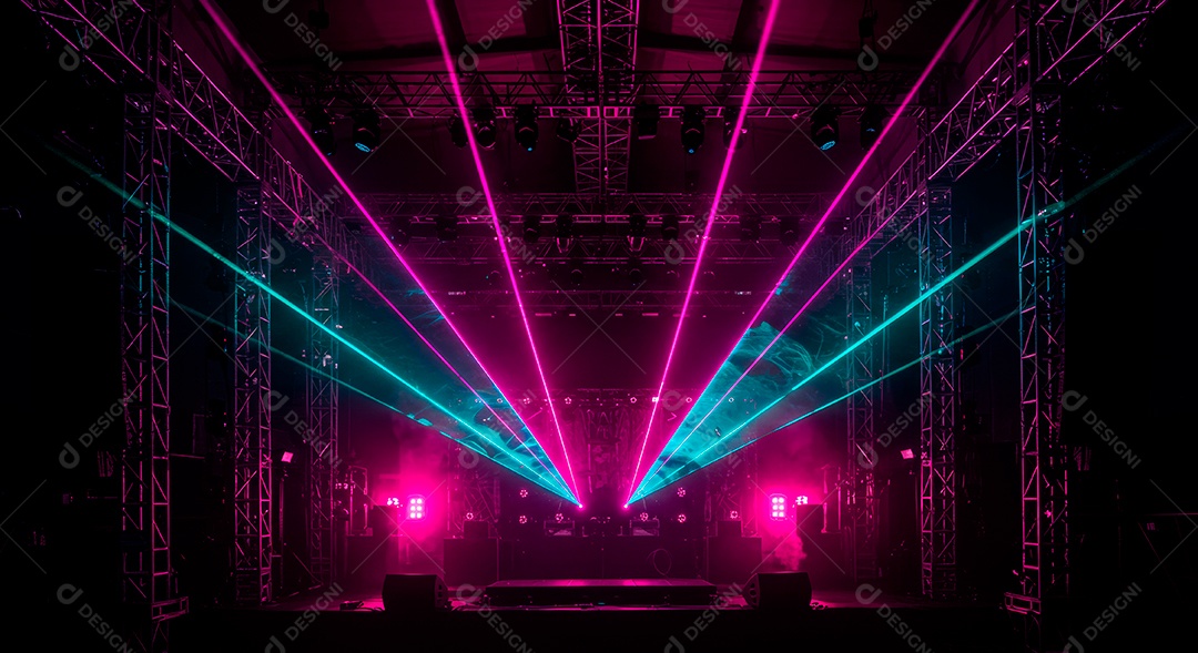 Cenário de Palco iluminado com luzes.