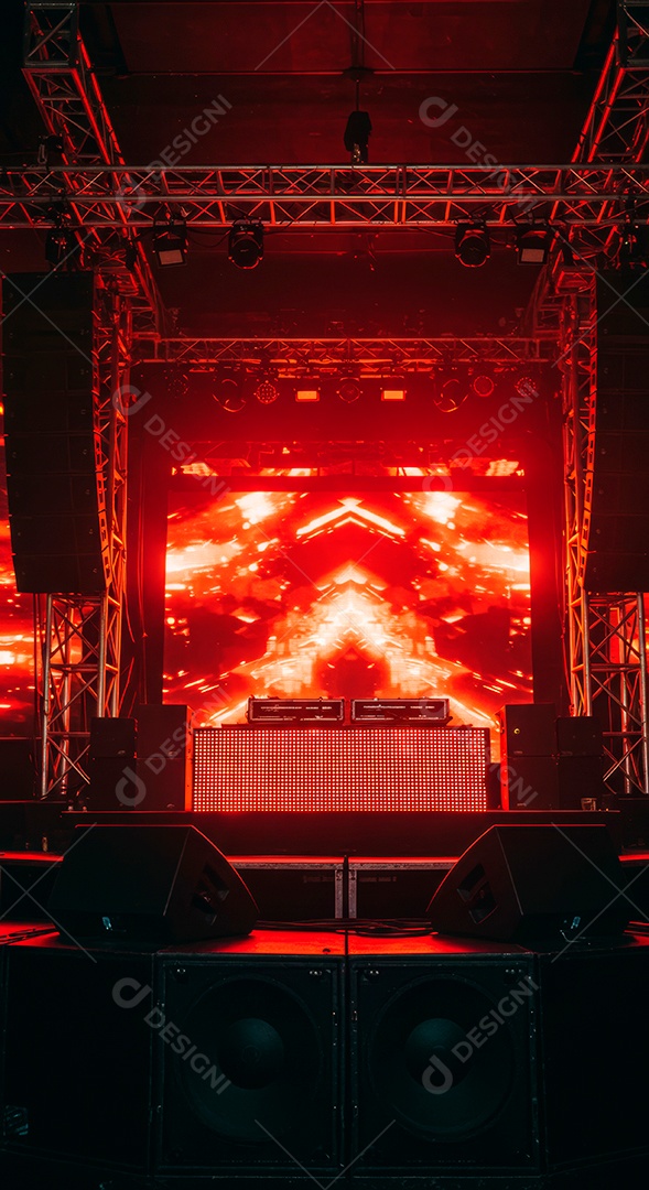 Cenário de Palco iluminado com luzes.