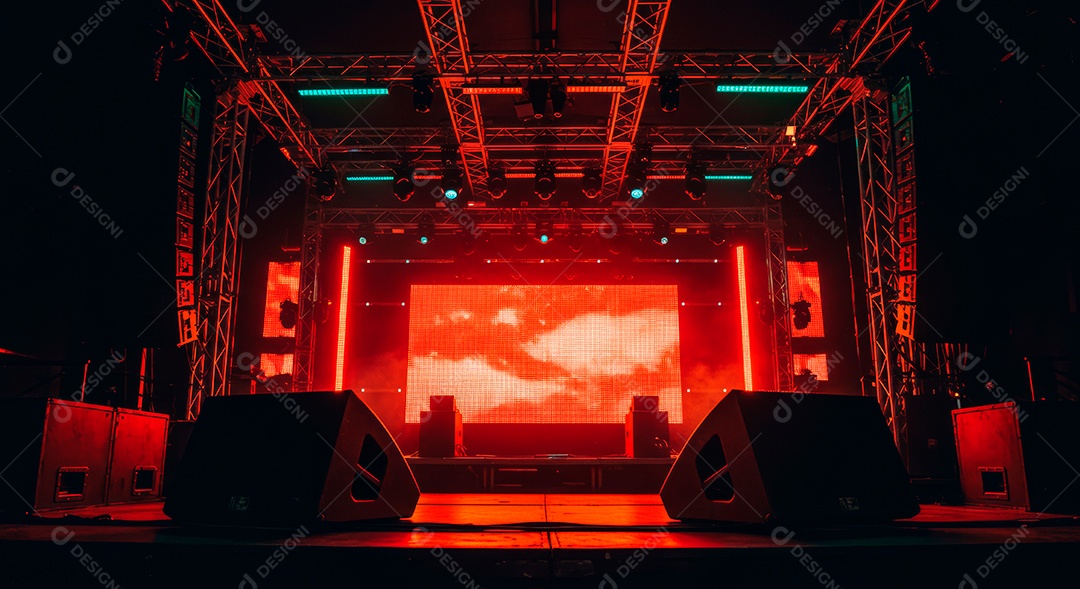 Cenário de Palco iluminado com luzes.