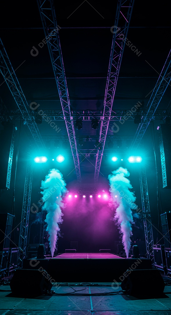 Cenário de Palco iluminado com luzes.