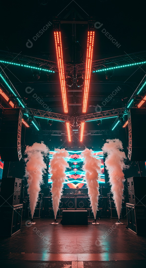 Cenário de Palco iluminado com luzes.