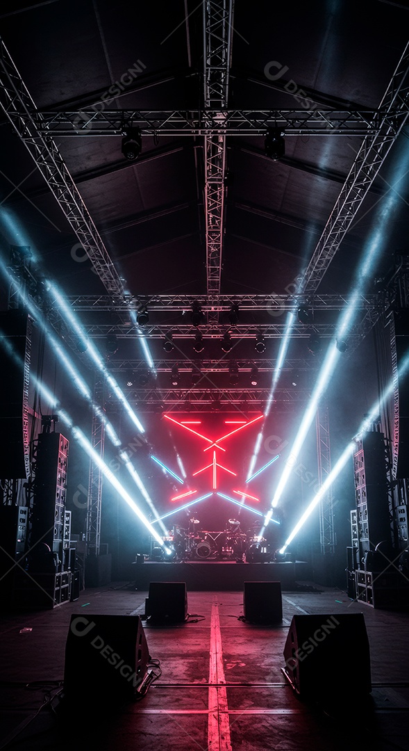 Cenário de Palco iluminado com luzes.