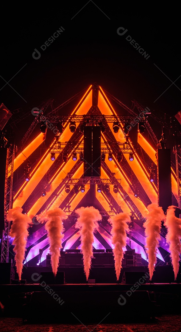 Cenário de Palco iluminado com luzes.