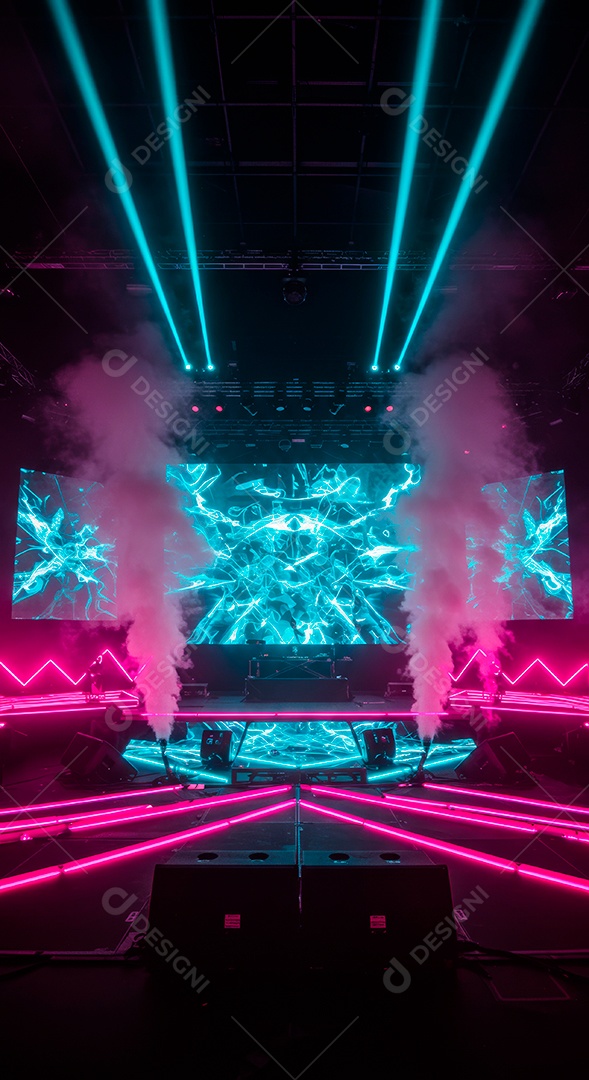 Cenário de Palco iluminado com luzes.