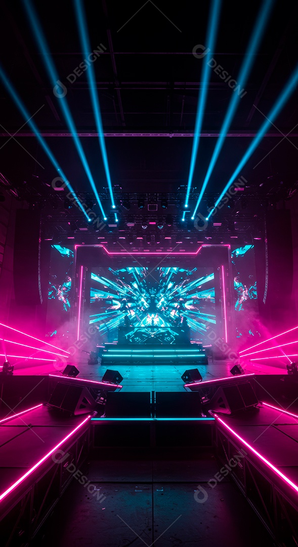 Cenário de Palco iluminado com luzes.