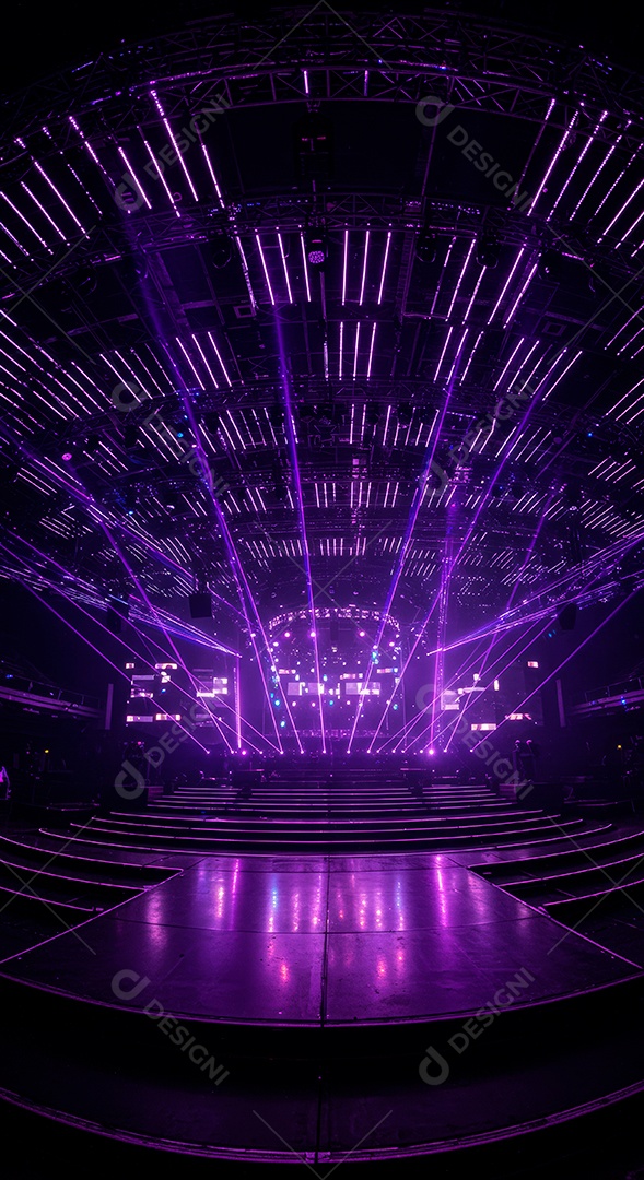 Cenário de Palco iluminado com luzes.