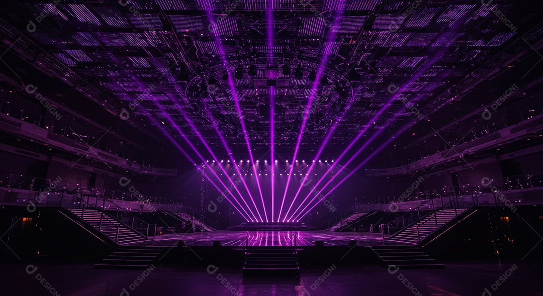 Cenário de Palco iluminado com luzes.