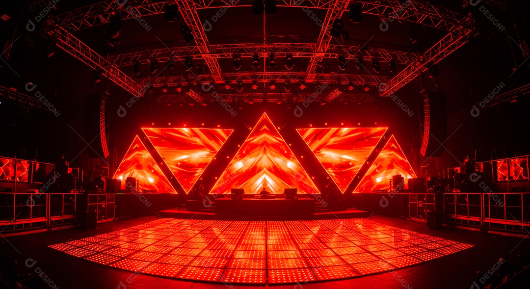 Cenário de Palco iluminado com luzes.