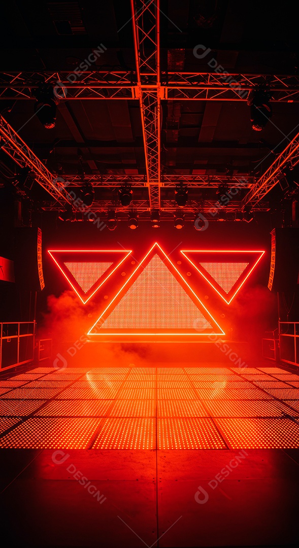 Cenário de Palco iluminado com luzes.