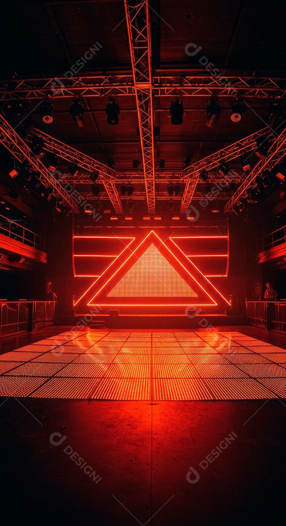 Cenário de Palco iluminado com luzes.