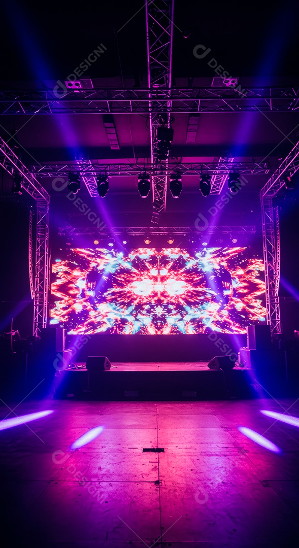 Cenário de Palco iluminado com luzes.