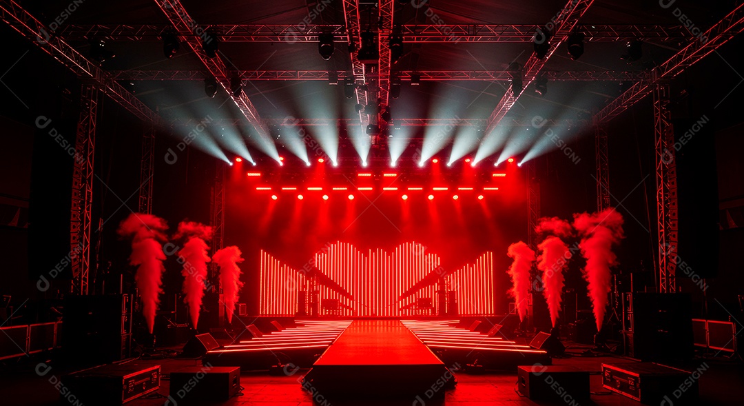 Cenário de Palco iluminado com luzes.
