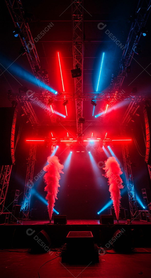 Cenário de Palco iluminado com luzes.