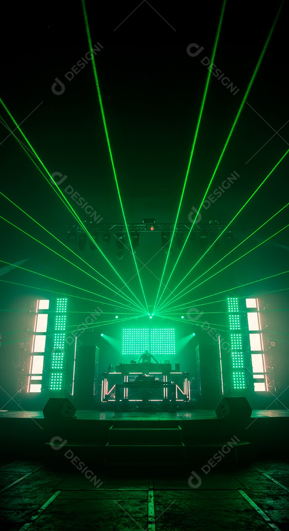 Cenário de Palco iluminado com luzes.
