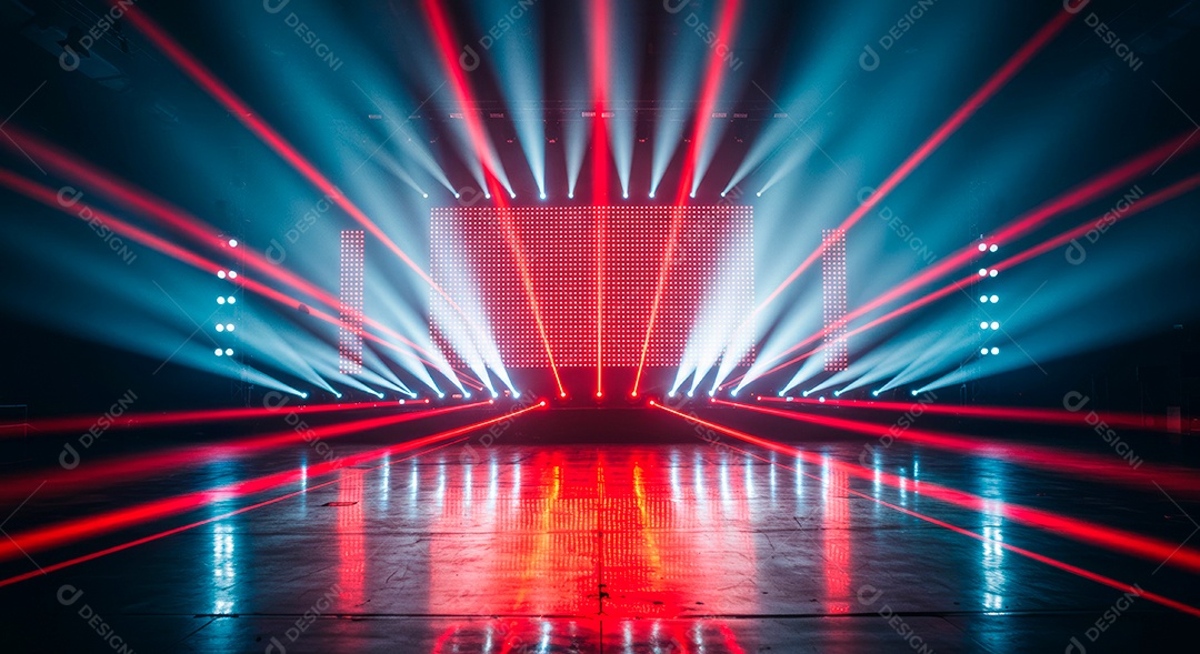 Cenário de Palco iluminado com luzes.
