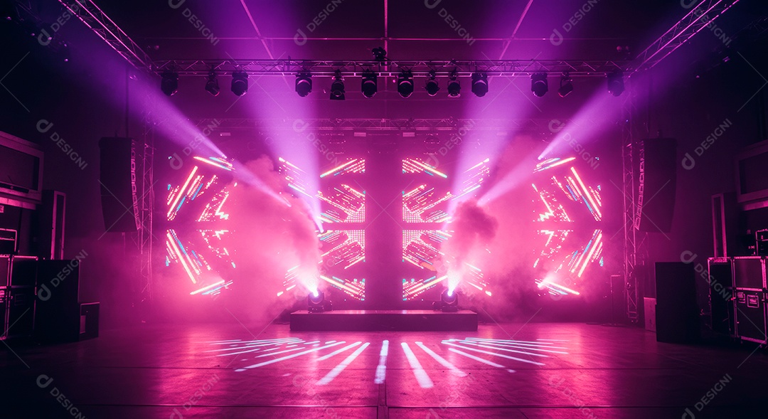 Cenário de Palco iluminado com luzes.