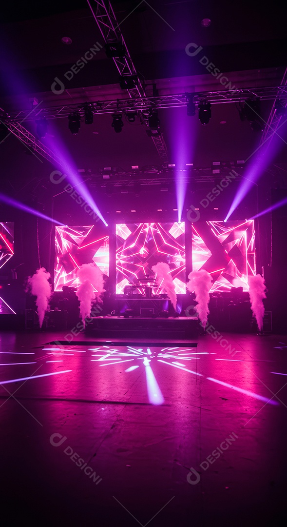 Cenário de Palco iluminado com luzes.