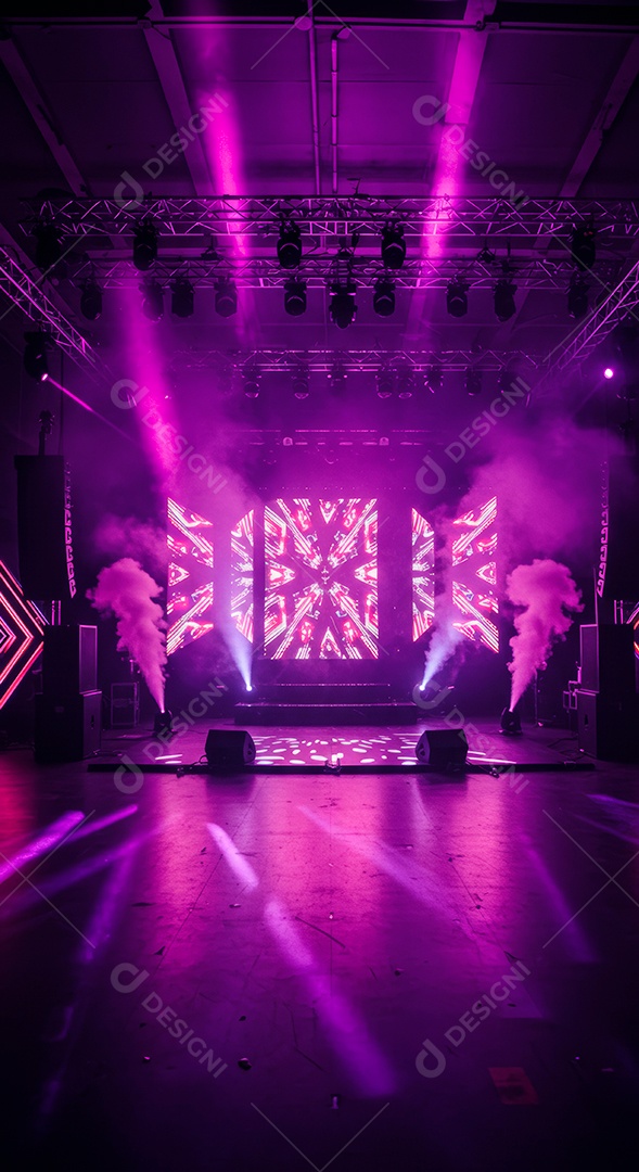 Cenário de Palco iluminado com luzes.