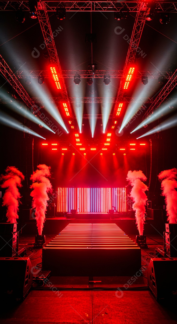 Cenário de Palco iluminado com luzes.