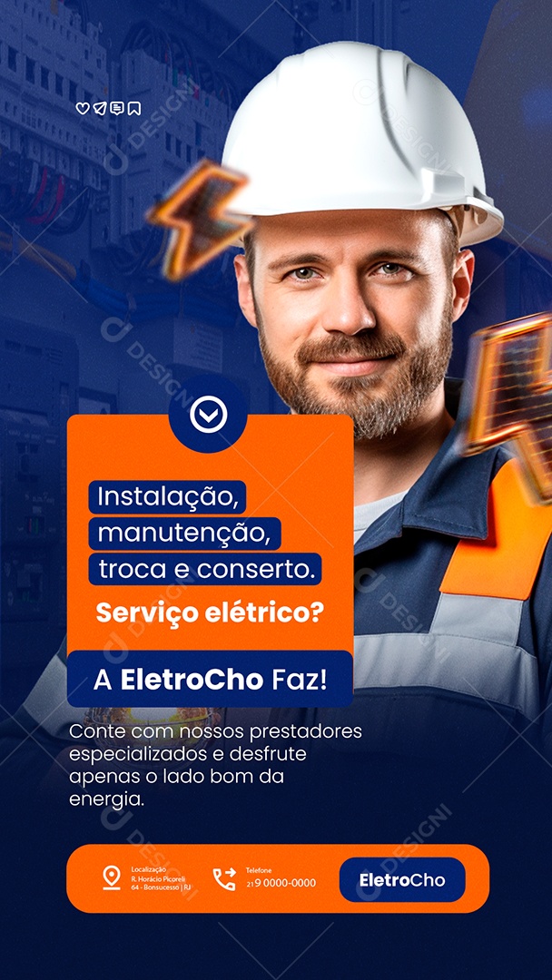 Story Eletricista Instalação Manutenção Social Media PSD Editável