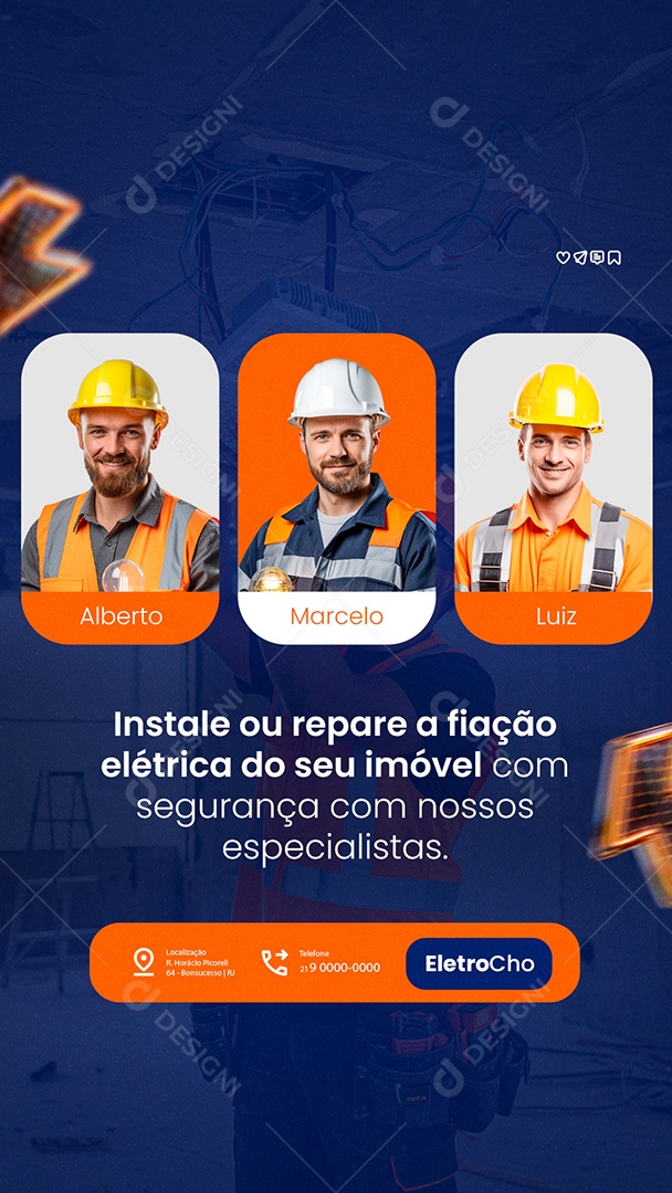 Story Eletricista Instale ou Repare Social Media PSD Editável