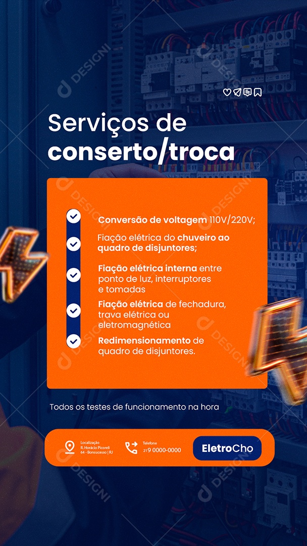 Story Eletricista Serviços de Conserto Social Media PSD Editável