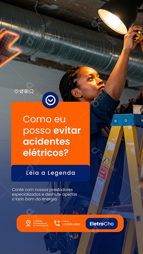 Story Eletricista Como Eu Posso Evitar Acidentes Social Media PSD Editável