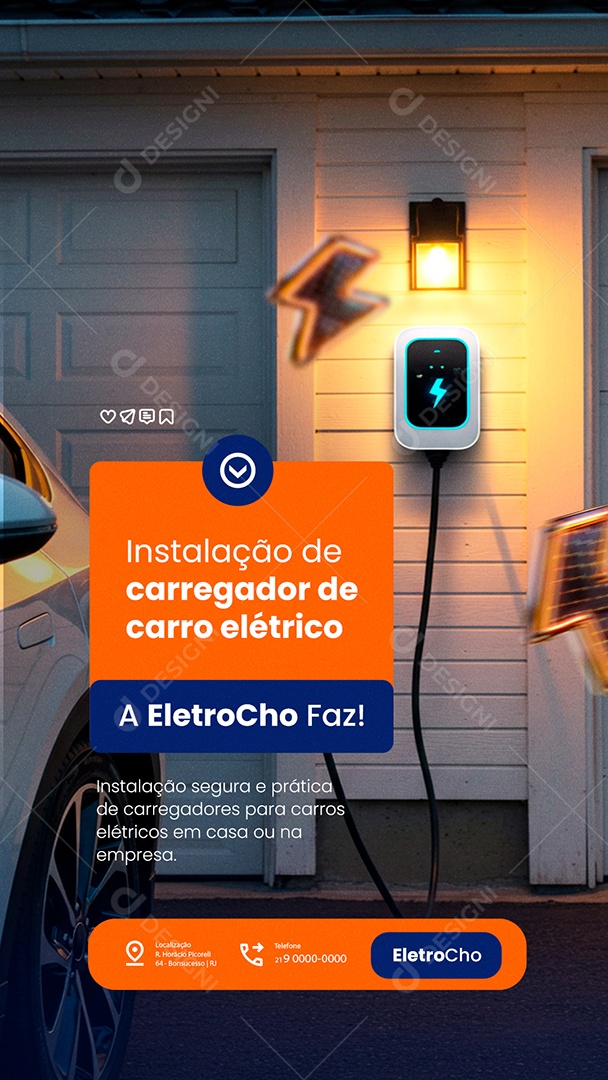 Story Eletricista Instalação de Carregador de Carro Elétrico Social Media PSD Editável