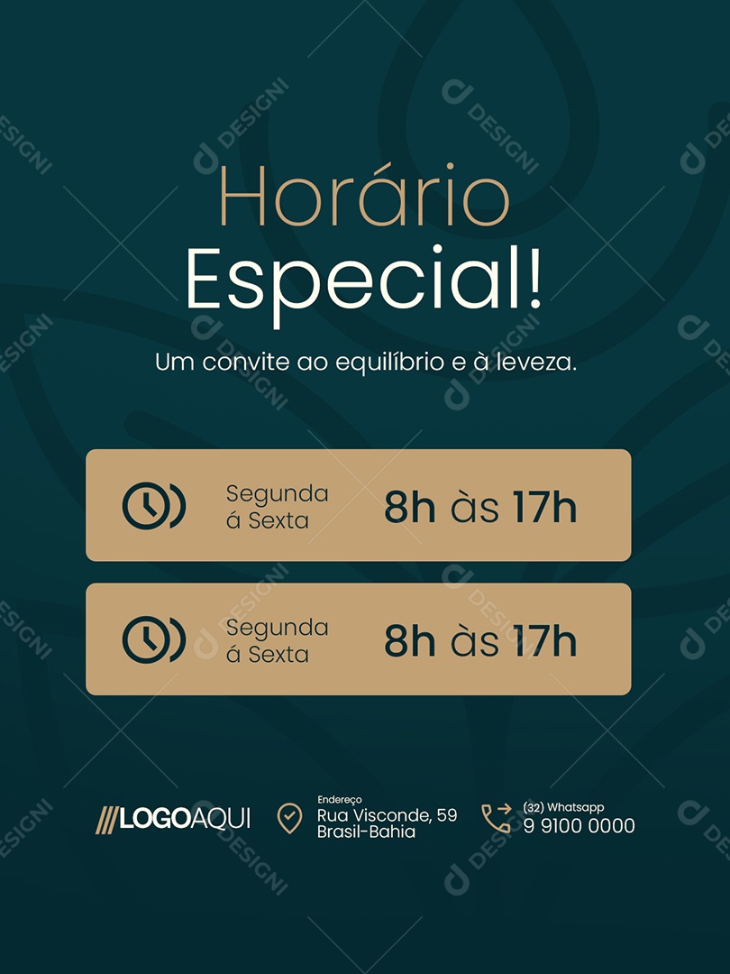 Massagem Horário Especial Um Convite ao Equilíbrio e à Leveza Social Media PSD Editável