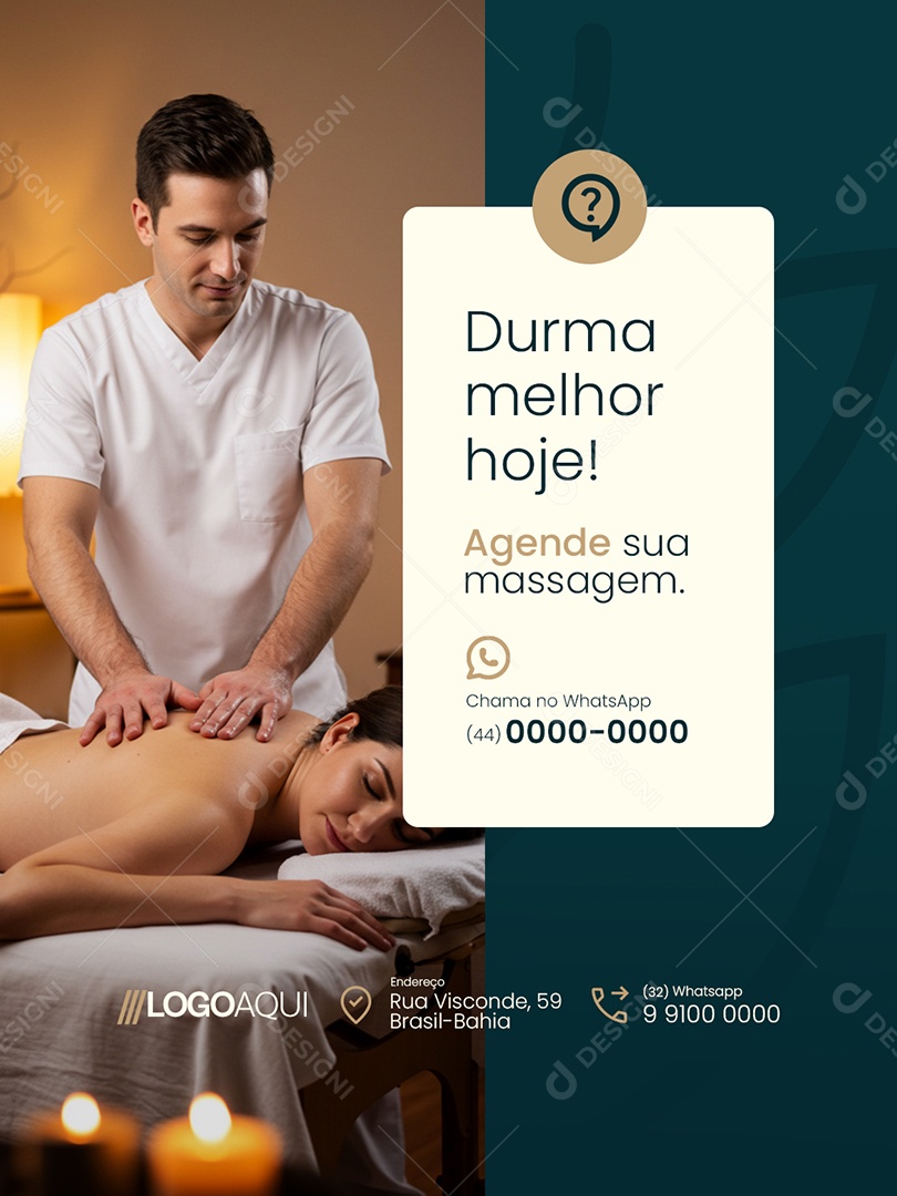 Massagem Durma Melhor Hoje Social Media PSD Editável