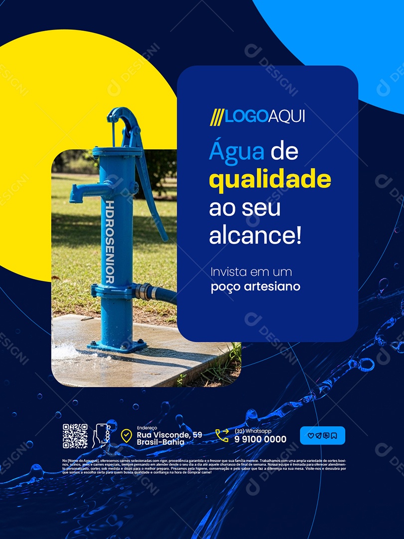 Poço Artesiano Água de Qualidade ao Seu Alcance Social Media PSD Editável