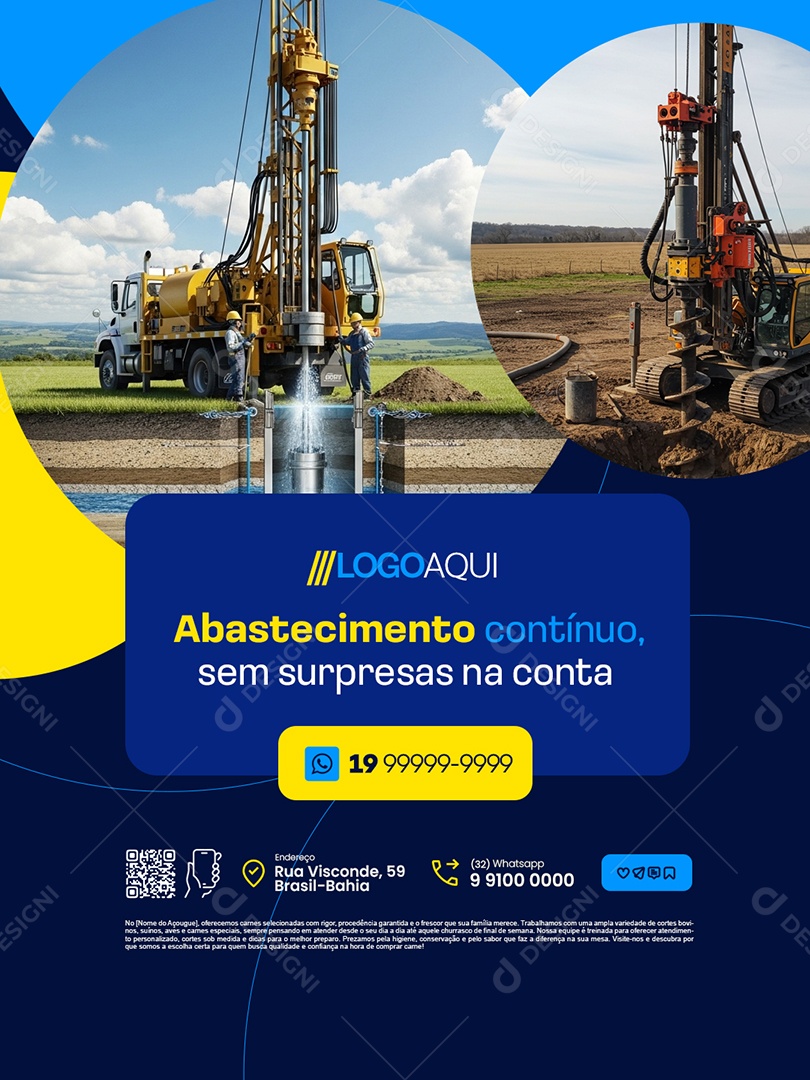 Poço Artesiano Abastecimento Contínuo Sem Surpresas na Conta Social Media PSD Editável