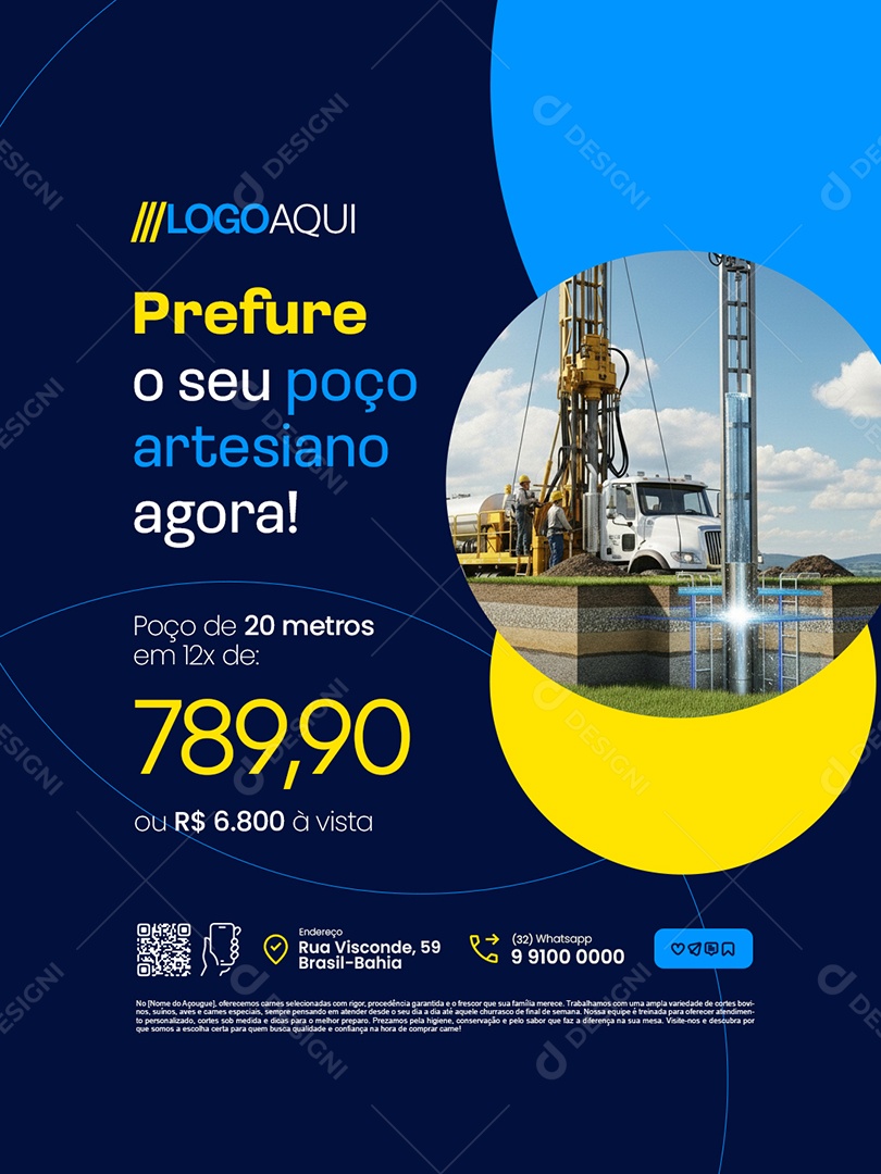 Poço Artesiano ou Semi Artesiano Social Media PSD Editável