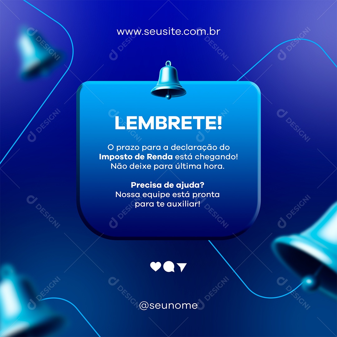 Contabilidade Lembrete Social Media PSD Editável