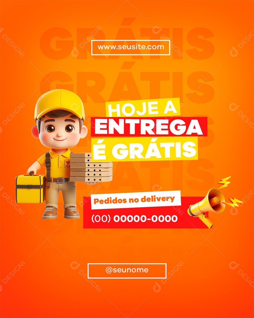 Delivery Entrega Grátis Social Media PSD Editável