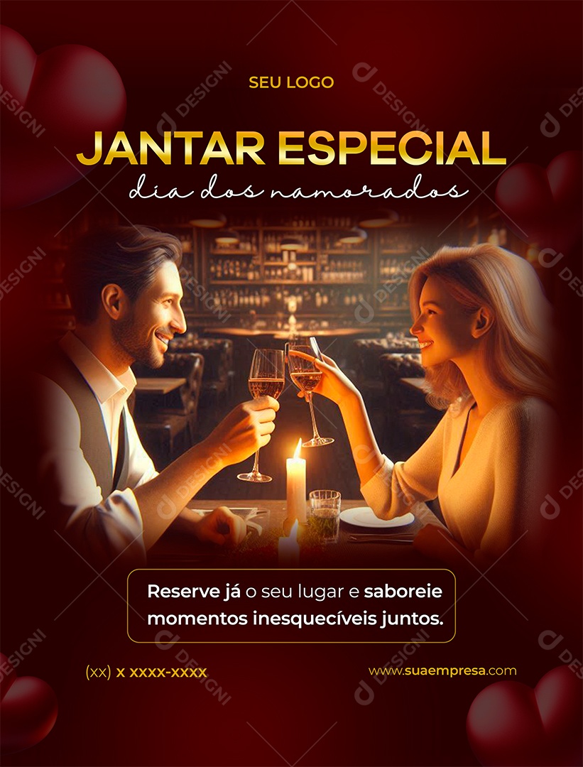 Jantar do Dia dos Namorados Social Media PSD Editável