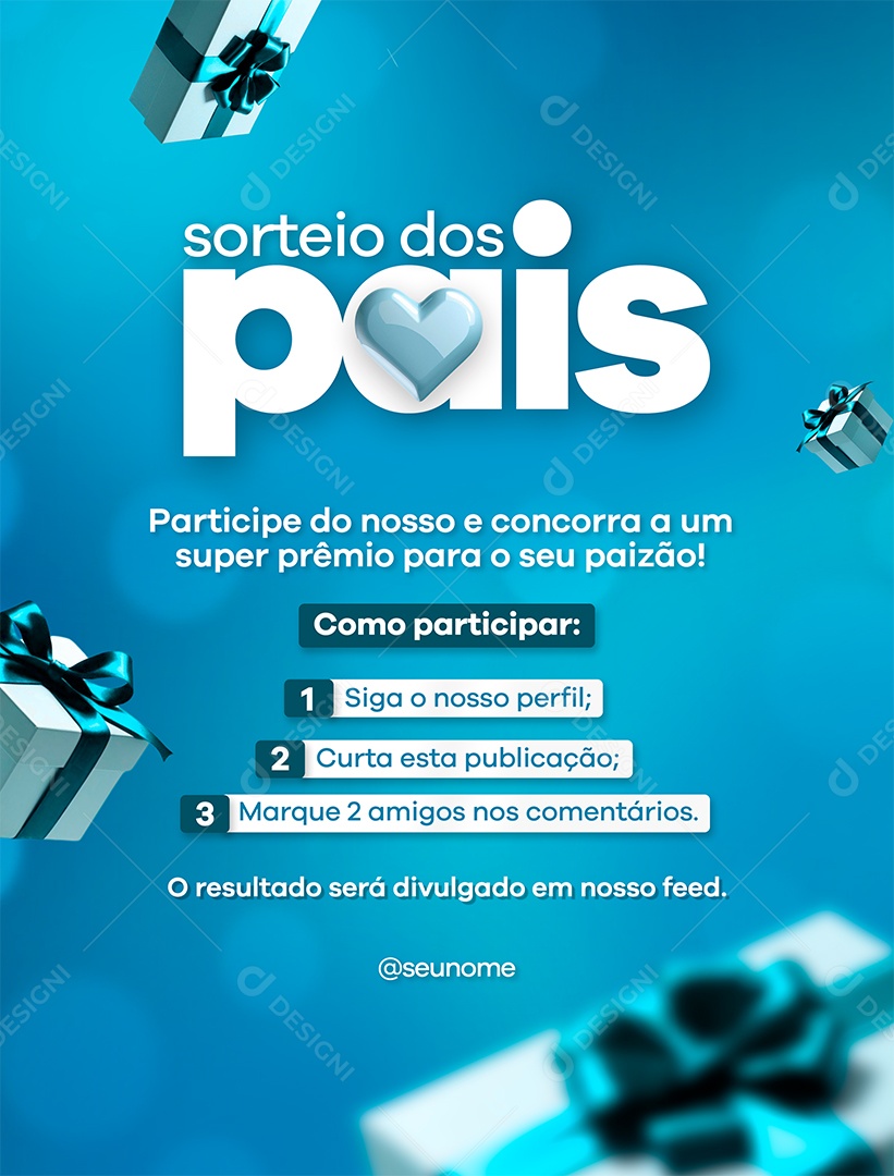 Sorteio Dia dos Pais Social Media PSD Editável