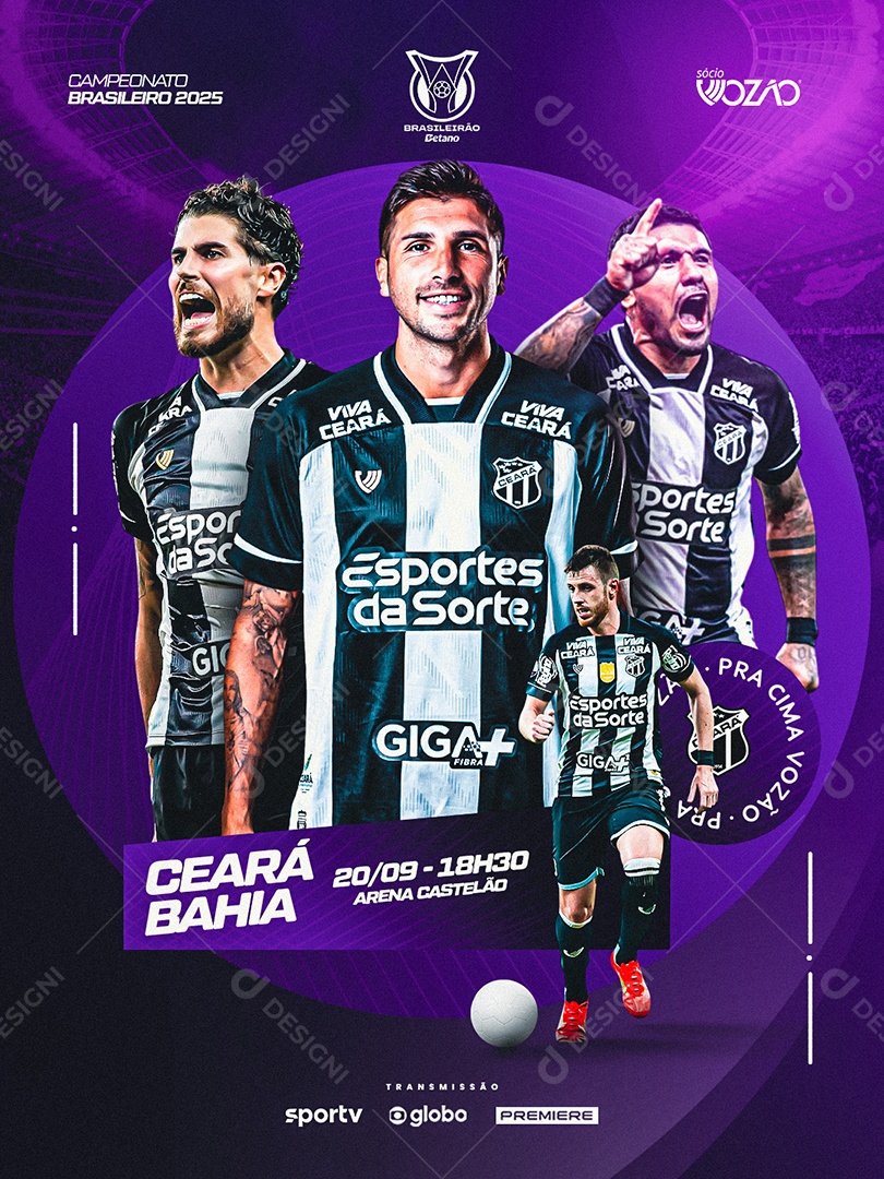 Ceará Vs Bahia Brasileirão 2025 Social Media PSD Editável