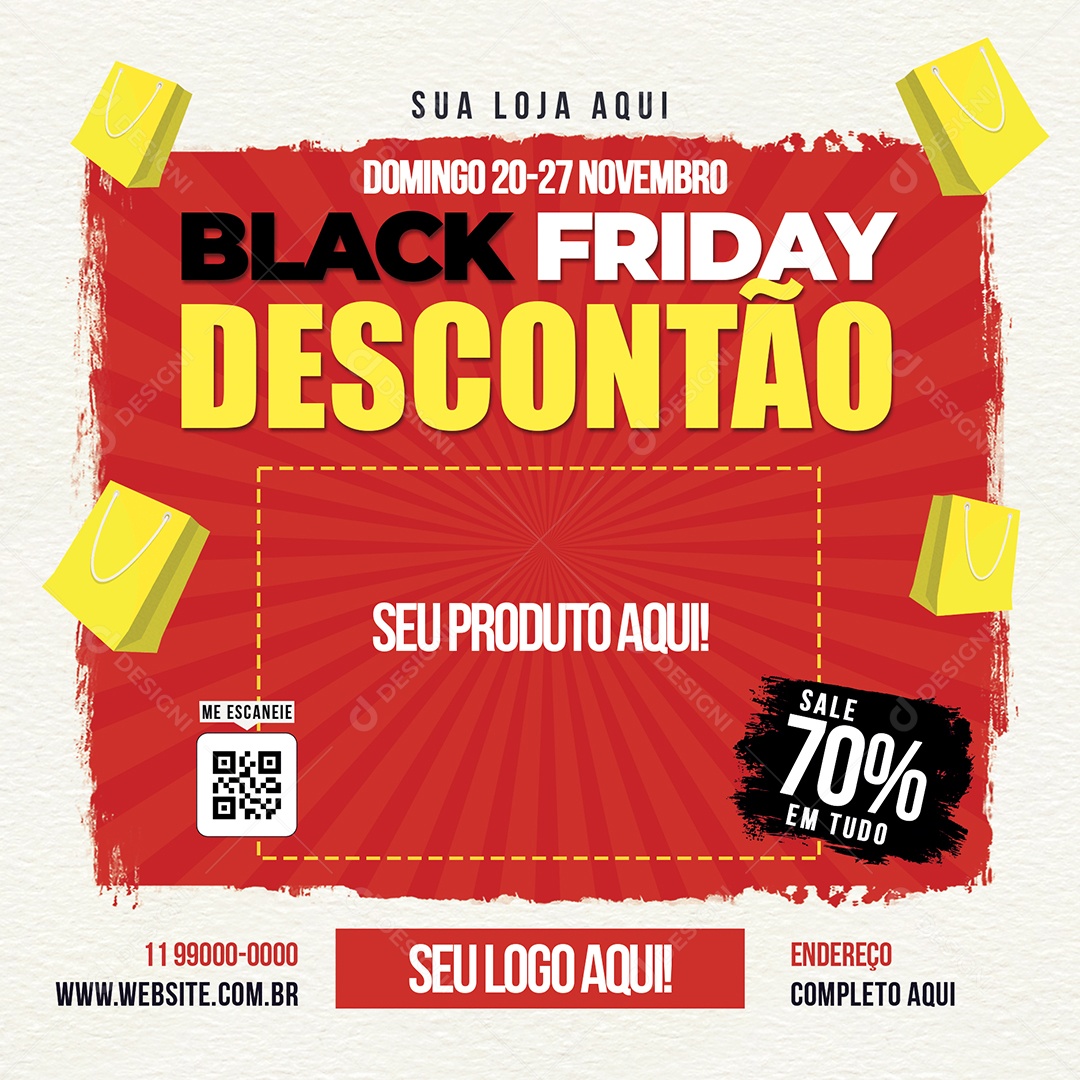 Black Friday Descontão 70% em Tudo Social Media PSD Editável