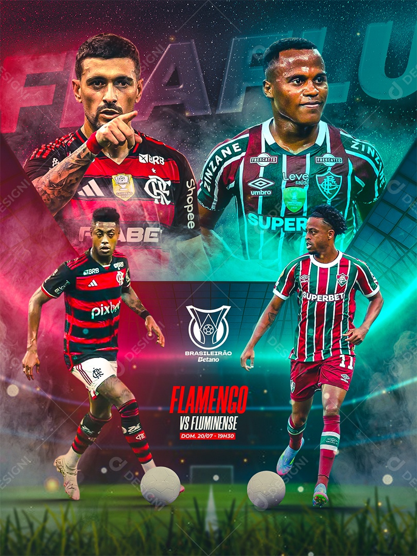 Flamengo X Fluminense Brasileirão 2025 Social Media PSD Editável