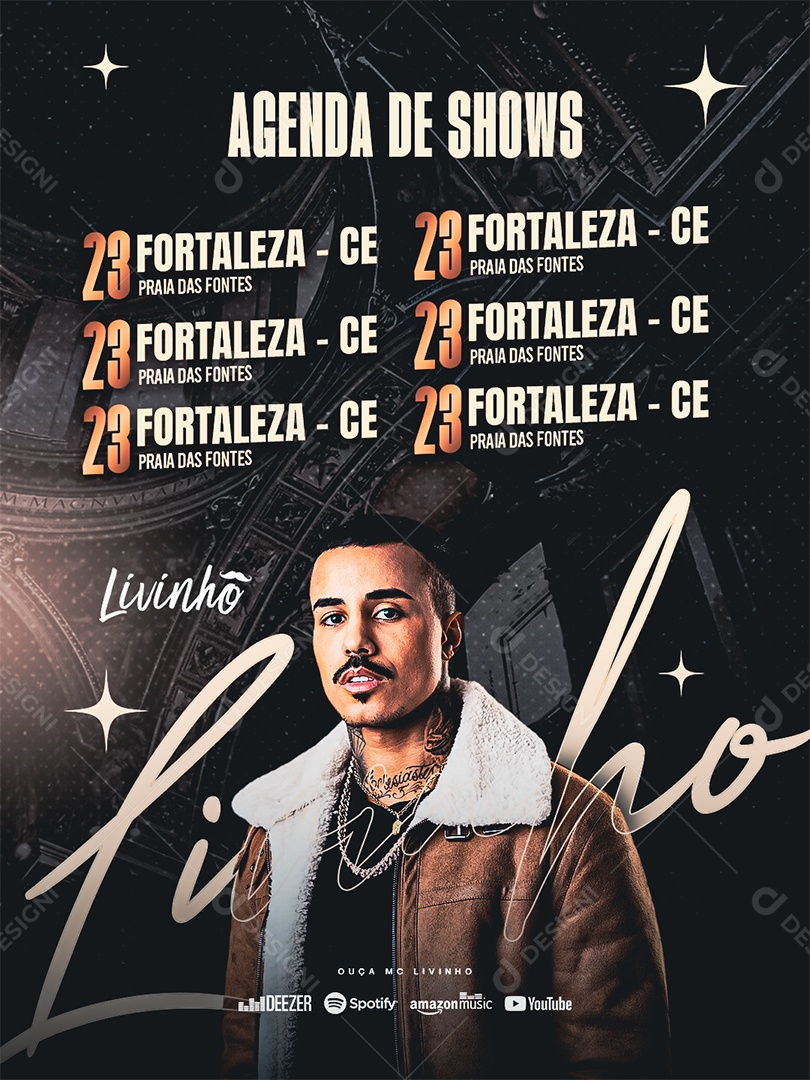 Flyer Evento Agenda De Shows Mc Livinho Social Media PSD Editável