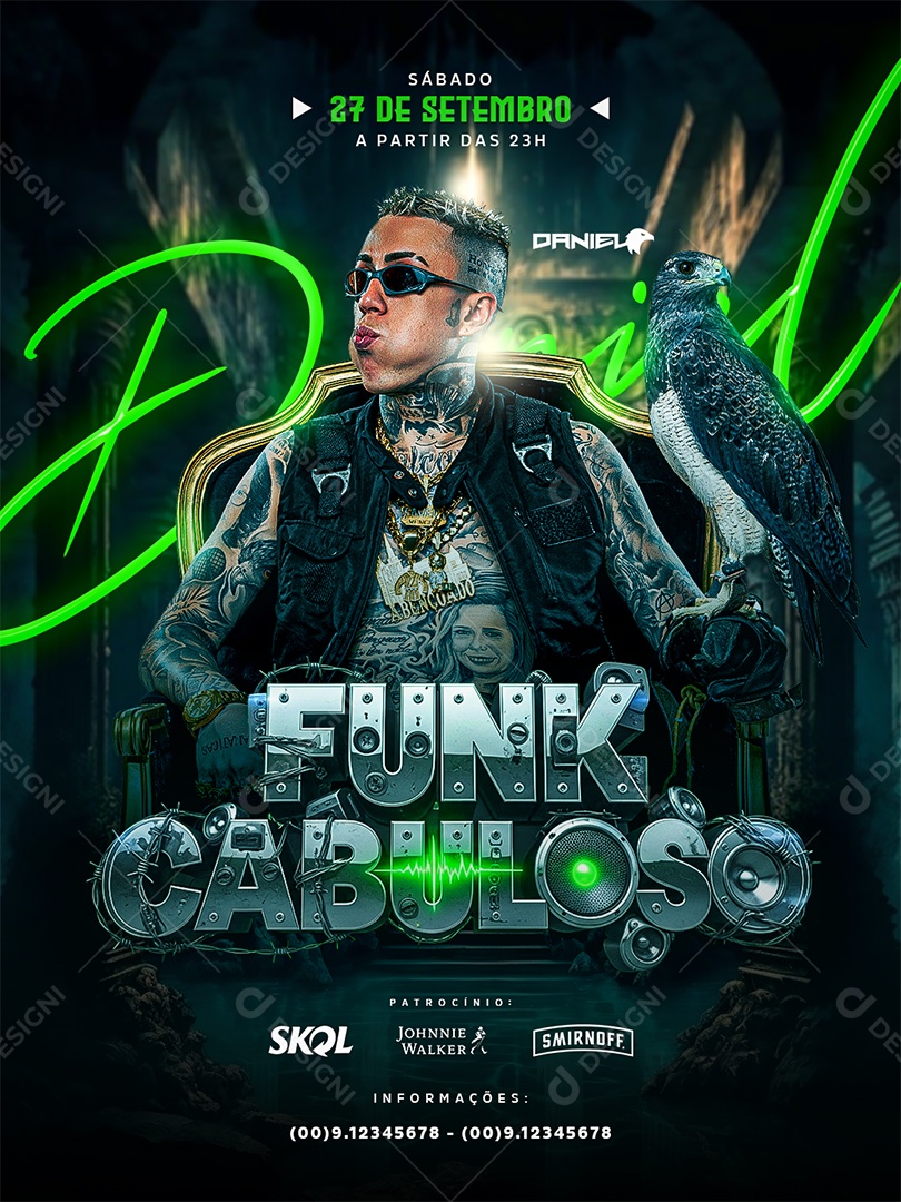 Flyer Evento Funk Cabuloso Mc Daniel Social Media PSD Editável