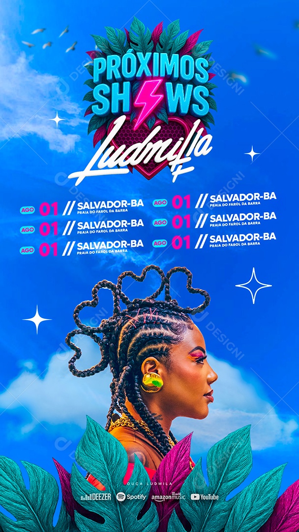 Flyer Evento Próximo Shows Ludmila Social Media PSD Editável